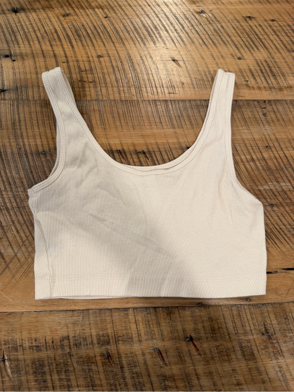 H&M Ribbed Scoop Neck Crop Tank - Cream